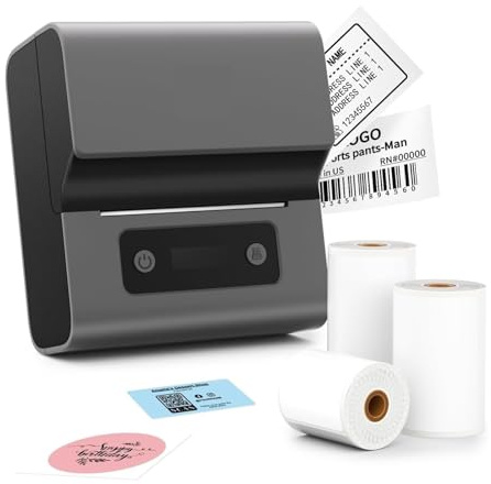 CCZRD Impresora De Etiquetas Código Barras, Térmica Bluetooth 3 Pulgadas For Uso Doméstico Y Empresarial, Compatible con Teléfono PC Impresión Rápida Nítida Cada Etiqueta(Gray)