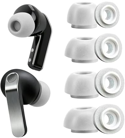 Umvowuxa Buds 4 Pro Eartips Compatible with Samsung Galaxy Buds 4 Pro/3 Pro, Memory Foam Ear Tips(With Filter Mesh) – Soft Noise-Isolating Earplugs, Secure Fit, 4 Sizes(XS/S/M/L) Greyish-White