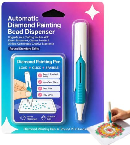 Automatic Diamond Painting Bead Dispenser, Automatic Diamond Painting Pen, No Wax Needed Diamond Art Tool with Comfortable Grip, for DIY Craft Lovers ，Blue
