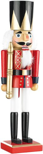 infactory Handbemalter Deko-Nussknacker König aus Holz, 35 cm