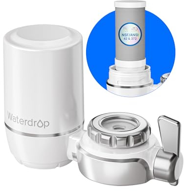 Waterdrop Water Filter for Sink Faucet, NSF Certified Water Purifier, 320 Gallon Tap Water Filter for Kitchen Sink, Reduces Chlorine, Lead-Free Material, Faucet Mount Water Filtration System, 1 Filter