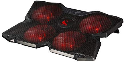 Konix Drakkar Support refroidisseur Stormur pour PC gaming jusqu'à 17 - 4 ventilateurs 140 mm - Rétroéclairage LED rouge - 2 ports USB