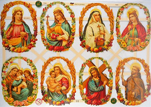 Glanzbilder 8 Heilige Jesus Maria Nonne EF 7334 Oblate Posiebilder Scrapbook Deko GWI 393