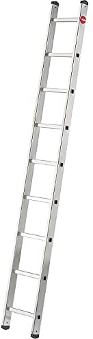 Hailo S60 ProfiStep UNO Anlegeleiter - Leiter 9 Sprossen - Alu Sprossenleiter mit 2 Tatzenfüßen - belastbar bis 150kg - Aluminium Leiter Made in Germany - Sprossen Anlegeleiter rostfrei - Silber