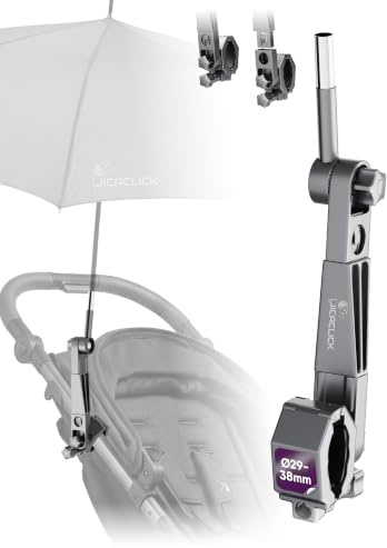 Sonnenschirmhalter Kinderwagen Rollstuhl Universal Abnehmbar Schirmhalter Rollator Sonnenschirm Halterung Verstellbar (XL - 29-38 mm)