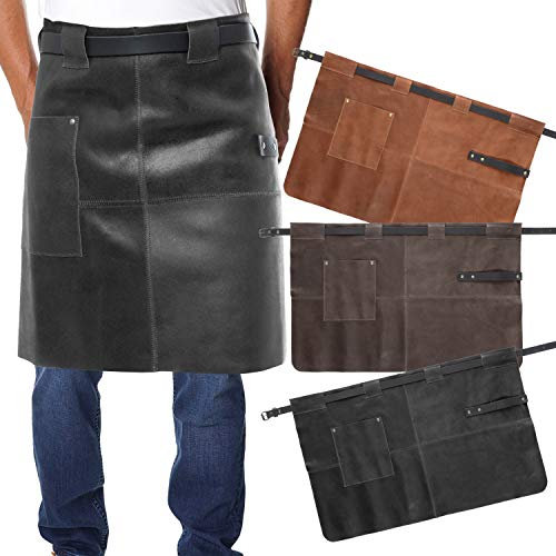 Grillschürze Lederschürze, hochwertigem Leder - kurz - Länge 45 cm - schwarz