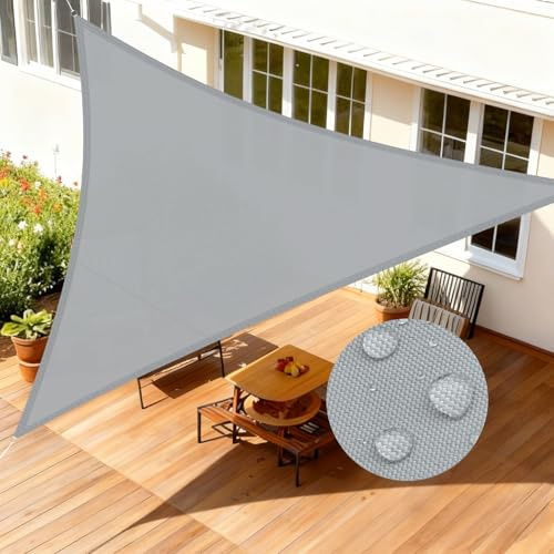 LOVE STORY Vela ombreggiante Triangolare 3x3x3m Impermeabile UV95% | Tenda a Vela in PES resistente, Protezione Solare e Antivento. Perfetta per Esterno,Terrazza,Patio e Giardino.Grigio