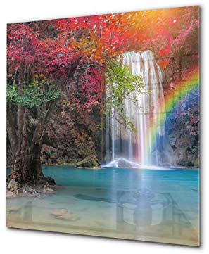 Concept Crystal Glasrückwand mit atemberaubendem Aufdruck – Küchenwandpaneele aus gehärtetem Glas BS16 Serie Wasserfalllandschaften: Rainbow Waterfall