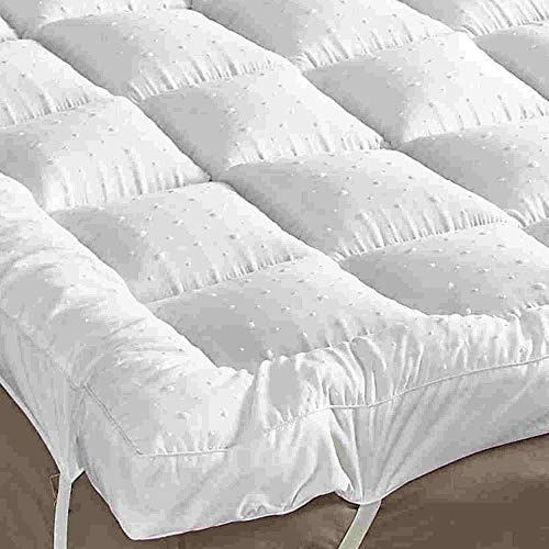 Rejuvopedic Double Size 3D Microfibre Bed Mattress Topper Protector, Mattress Pad Top Cover - Quilted Fitted Protector, Breathable Fluffy Soft, Plush Topper, Cloud-Like Sleep Cover