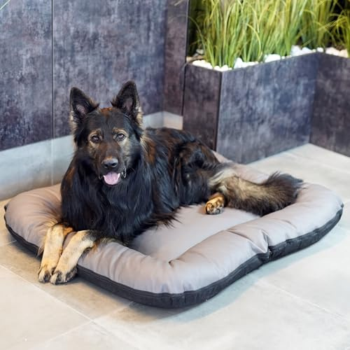 4L Textil Slitstark hundbädd av konstläder hundmadrass Ella hundsoffa hundkudde hundmadrass hundbädd djurkudde färg och storlek valbara från M till XL (XL – 130 x 110 cm, grå)