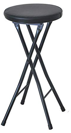 Housewares Klapphocker, rund, kompakt, Kapazität von 150 kg, einzigartiges und ergonomisches Design des Sitzes, Höhe 46/60 cm, Schwarz/Weiß