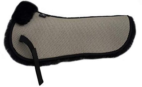 Engel Reitsport | AirTec Sattelkissen CloseContact AT-SAKIS1CC-L-BEI-SCH aus Lammfell und Funktionsgewebe mit Fellkranz vorne L Beige/Schwarz