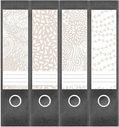 Etiketten für Ordner | Deko 21 Muster Mix | 4 breite Aufkleber für Ordnerrücken | Selbstklebende Design Ordneretiketten Rückenschilder