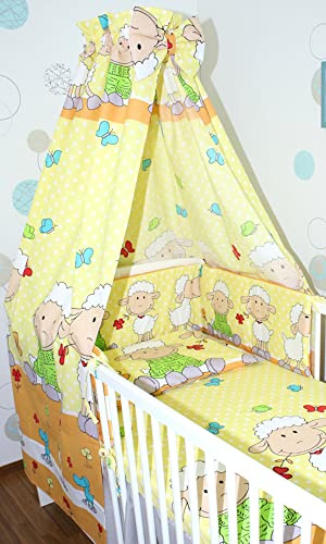 Primawela Babybett Himmel Vollstoff - Schaf Gelb - für Baby Bett Vollstoffhimmel Baumwolle