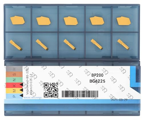 GTN-2 Inserti per Scanalatura e Troncatura SP200 in Carburo di Tungsteno, Larghezza Scanalatura 2 mm - Rivestimento CVD per Acciaio Inox, Utensili CNC Professionali,10 Pezzi