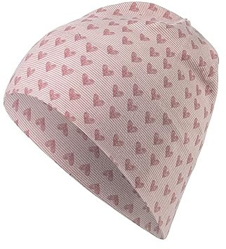 Sterntaler Beanie Herzen – Weiche Übergangsmütze aus Jersey mit süßem Herzchenprint – elastische Mädchen Kopfbedeckung aus Bio-Baumwollmix – Babykleidung ab Geburt – mattrosa, Gr. 51