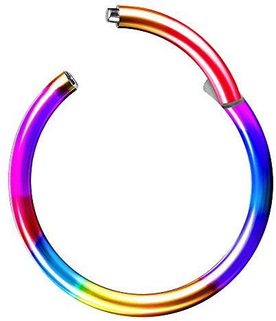 Piercingfaktor Universal Titan G23 Piercing Scharnier Clicker Ring Septum für Tragus Helix Ohr Nase Lippe Brust Intim Nippel Augenbrauen Rainbow 0,8mm x 6mm