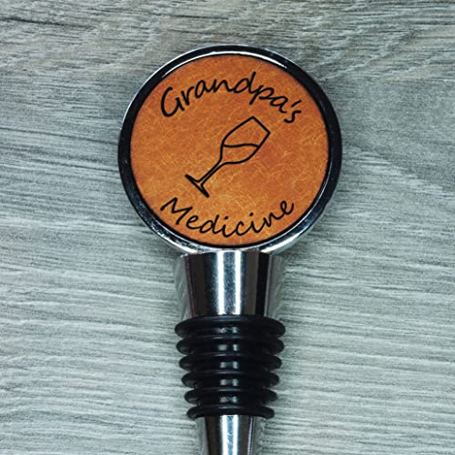 Grandpa's Medicine Father's Day Gift, Funny Engraved Wine Stopper, Bottle Stop Gift for Him (Wine Glass)