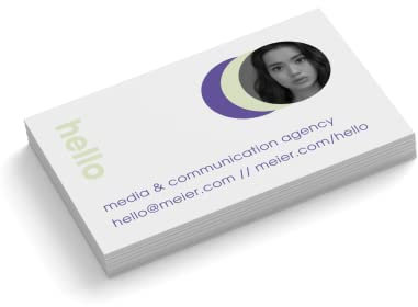 Visitenkarten personalisiert | mit Foto | Design hello| 1-seitig | Querformat | Menge + Farbe + Papier zur Auswahl | selbst gestalten | hochwertiger Druck (Lila, 50 Stück)