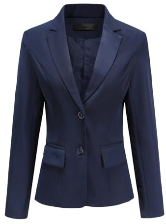 YYNUDA Kurzblazer da Donna, Slim Fit, Blazer Estivo, Giacca Elegante per Ufficio, Top per Business e Tempo Libero, Blu, M