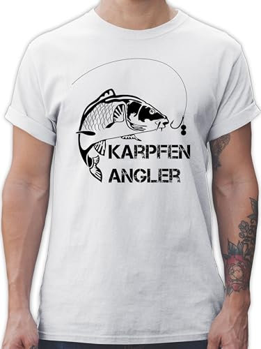 T-Shirt Herren - Geschenke & Angeln Zubehör - Karpfen Angler - 4XL - Weiß - Fisch Tshirt. angelshirts Angel Schrift Tshirt Vatertagsgeschenk angelbekleidung Fischerei Angler/Fisch Shirt angelshirt