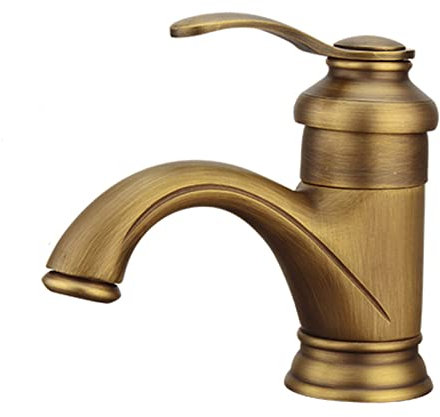 Wasserhahn for Waschbecken Heiß- und Kaltwasserhahn Antik-Bronze-Badezimmerarmatur Messing-Badezimmerarmatur Einloch-Retro-Waschbeckenarmatur Waschtischarmatur Schwarz, Schwarz B (Color : Antique A)