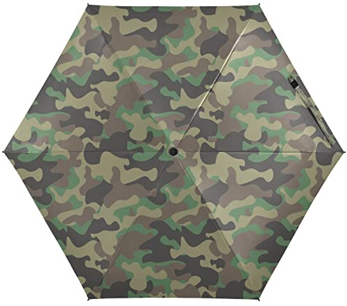 KAAVIYO Mimetico Militare Classico Verde Ombrello Pieghevole Portatile Protezione UV Piccolo Leggero Ombrelli per Viaggi Spiaggia Donne Bambini Ragazze