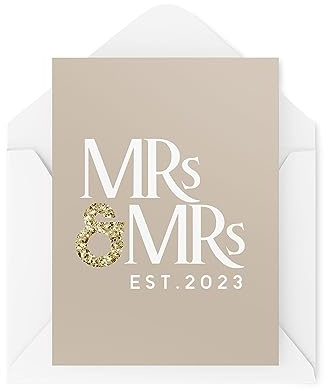 Tongue in Peach Hochzeitskarten für schwule Paare - Brautpaare Karten - Mrs & Mrs Established 2023 - Hochzeitskarte - Glückwunschkarten - LGBT Hochzeit - CBH1800