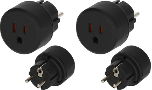 Brennenstuhl Reisestecker/Reiseadapter (Reise-Steckdosenadapter zum Anschluss elektrischer Geräte mit amerikanischem (3-Pin) Stecksystem in Ländern mit Schutzkontakt Stecksystem) schwarz