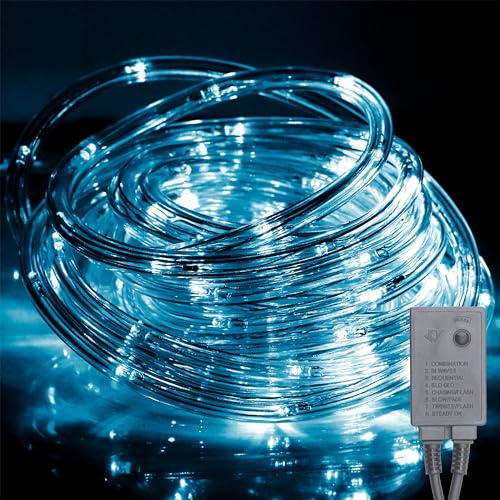 OXYN Striscia Tubo LED Natale Alimentazione 230V Colore Lampada Casa Albero Decorazioni Natalizie Stringa Ghirlanda Catena Giochi di Luce per Esterni Interni Flessibile (180 Led 10m Bianco Freddo)