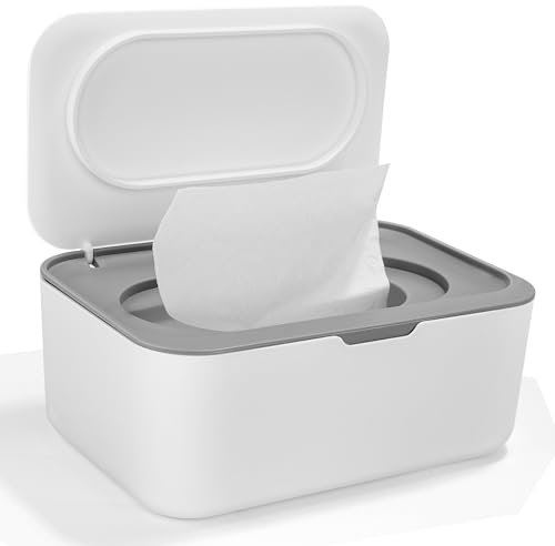 Cheerhom Wet Wipes Box, Baby Wet Wipe Dispenser Box, Dispenser Box for Wet Toilet Paper, Baby Water Wipes Dispenser Holder with Lid Holds The Wipes, Wet Paper Box for Outdoor, Home and Office (Beige)