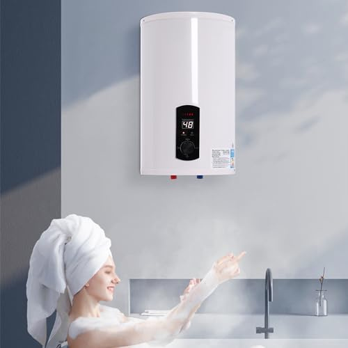 30L Warmwasserspeicher Heizung Emaillierter Stahlbehälter 2000W 77-167°F Warmwasserboiler Mit Leckage-Schutz,Handbrause,Wasserhahn