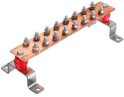 QUARKZMAN Parete Montato 12 x 2 x 1/4 Rame Barra Terreno | 1 Set, con 16 Posizioni Terminali Kit Barra Messa Terra