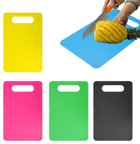 Doafoce Schneidebrett Set 5-teilig, Schneidebrett Kunststoff, BPA-frei, Schneidematte Küche Antibakteriell mit Griff Rutschfeste Oberfläch Spülmaschinenfestes für Obst Gemüse Fleisch(29 x 19cm)