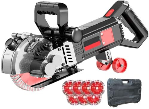 星姿 Electric Wall Chaser,8800w Handheld Concrete Wall Cutting Machine,Light Guidance,Depth Adjustable,Right-Angle Tangibility,With 7 Saw Teeth,With Carry Box