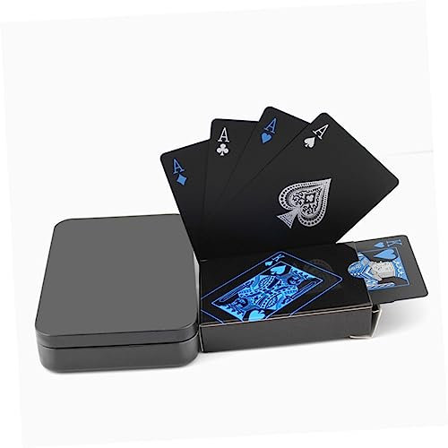 Vaguelly Set Wasserdichter PVC-Spielkarten Für Poker Mit Wiederverwendbarer Blauer Kartonbox Robuste Und Flexible Spielkarten-Tools Für Unterhaltung