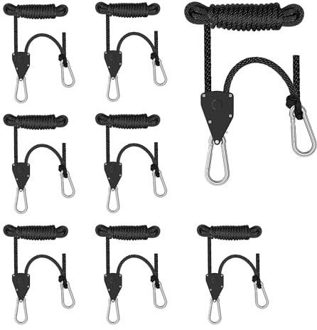 Spider Farmer 8Stück Seilratsche mit Haken 68kg Einstellbare Ratchet Hanger | Abspannseile mit Seilspanner für Grow Lampe Ventilatoren Sonnensegel,Robust und langlebig,Vielseitig einsetzbar