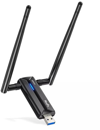 Tylogy Clé WiFi 6E Puissante AXE5400Mbps Tri-Bandes 2.4GHz/5GHz/6GHz, Dongle USB 3.1, Double Antenne à très Haut Gain, Compatible Windows 10/11 et Linux