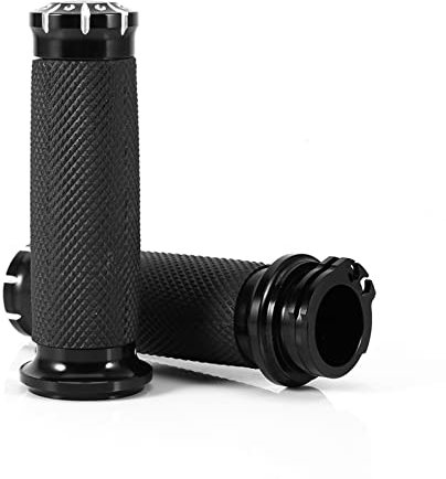 Motorrad-Lenkergriffe, Retro-Design, 1 Zoll 25 Mm Griffe für Cruiser Chopper, Schwarz, CNC-Aluminium, Schwarz