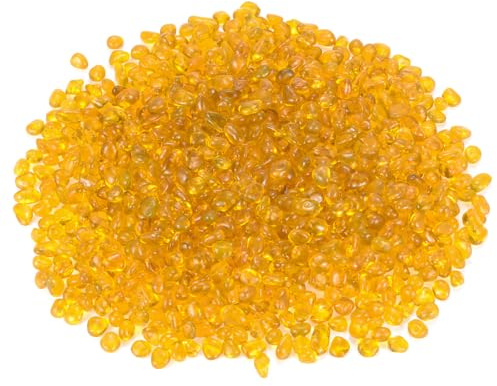 M METERXITY Perle Vetro Rotondo Alto Lustro, Gemme Vetro, Ciottoli Vetro, Biglie Vetro per Vasi/Fuochi/Crafts/Acquari/Decorazioni Giardino 8-13mm, 900g/1.98-Libbra [Giallo]