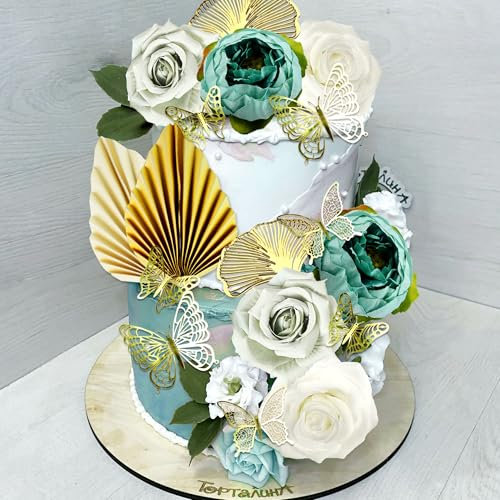 Roaring Good Time Boho Kuchen Topper Blume Kuchen Dekorationen Grüner Kuchen Dekorationen Palmblätter Schmetterling für Hochzeit BabyDusche Geburtstag Party Supplies