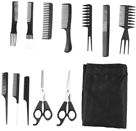 VINTORKY Haarschneidewerkzeug aus Kunststoff 13 Stück für Männer Friseurschere Kamm und Bürste Leicht und Tragbar für Zuhause und Friseursalon