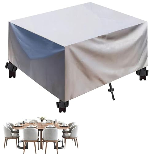 BDBSGBH 85x80x80cm Gartentisch Abdeckung Wasserdicht, Abdeckhaube Gartenmöbel 420D Oxford Gewebe Schutzhülle, Winterfest, Winddicht, Anti-UV für Gartenmöbel, Loungemöbel, Silber