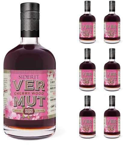 SIDERIT Vermut Edición Limitada CherryWood 2020 15% Vol, 750 ml, pack de 6 unidades - Elaborado con uva Pedro Ximénez, maceración con flores melíferas y envejecido 24 meses en barricas de cerezo.