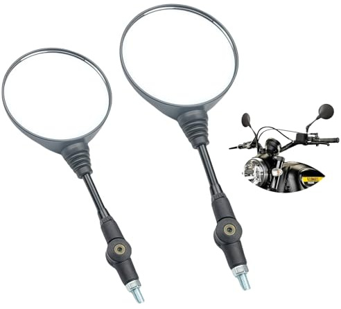 Specchietti Rotondi Manubrio Pieghevoli, Retrovisori Rotondi, Classico Universale, Specchietto Retrovisore Regolabili per ATV, Scooter, Cruiser, Moped, Quad, Roller (Nero)
