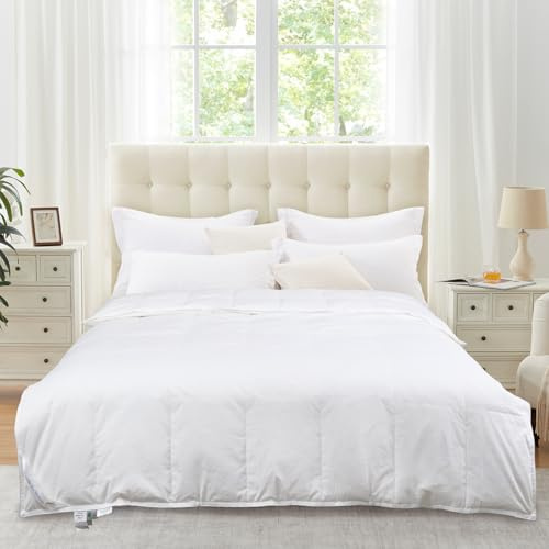 Vico Casa® Piumino 4 stagioni matrimoniale, in 100% piuma bianca, Modello Piumetta Duo / 3+2 punti di calore; Due piumoni 250x200cm con bottoni