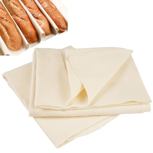 3 Stück Bäckerleinen 75x45 cm Leinentuch Brot Backen | Strudeltuch zur Teigzubereitung, Leinentuch Baumwollstoff Brot, Gärtuch für Brot, Bäckerleinen Teigtuch Natürlicher