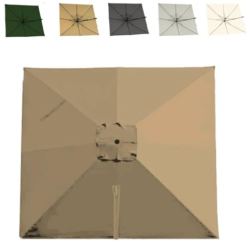 ZYXQQJ 3x4m Rettangolo Ombrello Baldacchino Telo di Ricambio 8 Stecche Copertura Superiore di Ricambio per Ombrellone A Sbalzo(Khaki,3x3m/9.8x9.8ft)