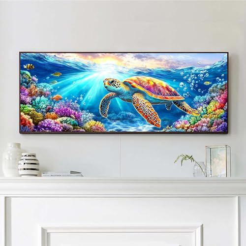 VAIIEYO 5D DIY Schildkröte Diamond Painting Groß, Tier Diamant Painting Groß xxl Bilder Malerei Kits, Malen Nach Zahlen Diamant Home Wand Decor Gemälde Kreuzstich Diamond Dekoration 30x80cm
