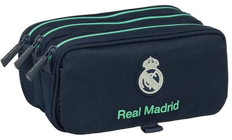 REAL MADRID 2ª EQUIPACIÓN 25/26 - Portatodo Triple Big, Estuche Infantil, Estuche Niño, Ideal para Niños en Edad Escolar, Cómodo y Versátil, Calidad y Resistencia, 21.5x8x10 cm